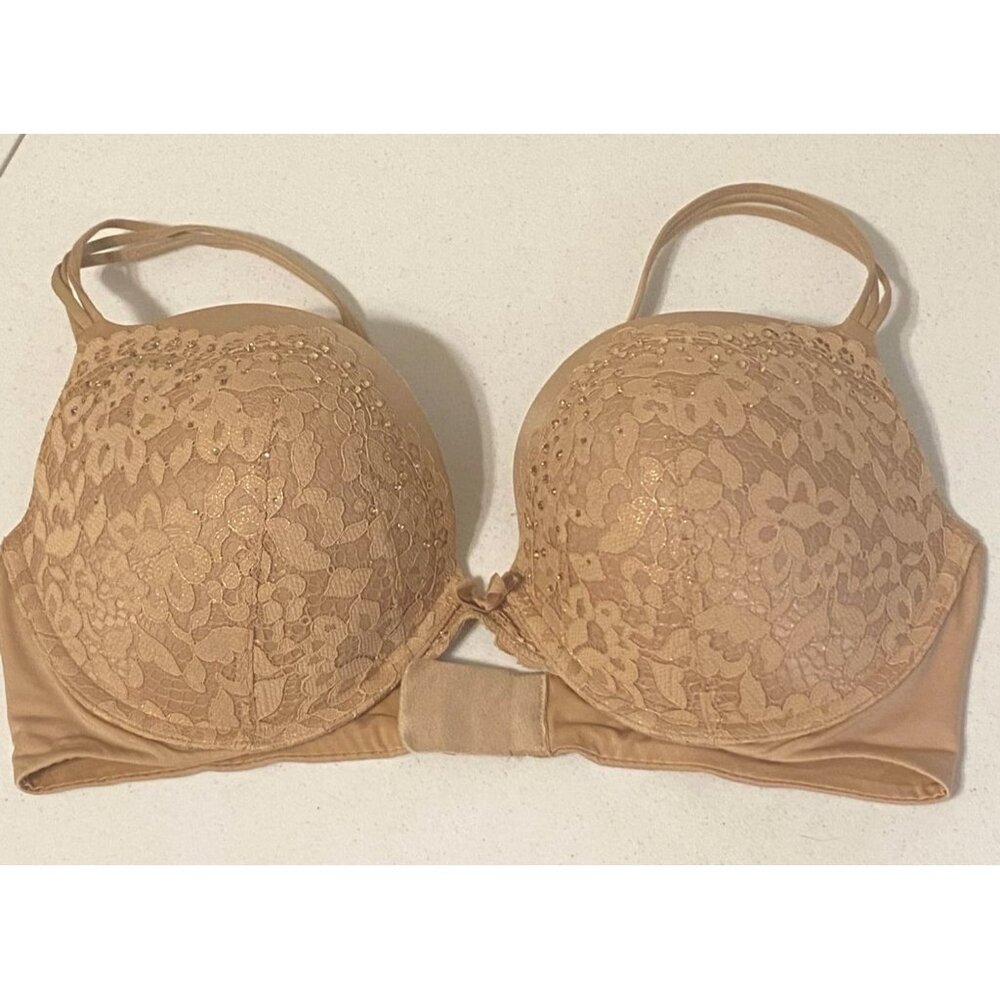 Victoria's Secret Tan Very Sexy Pushup Bra Lace Studded Size 38D